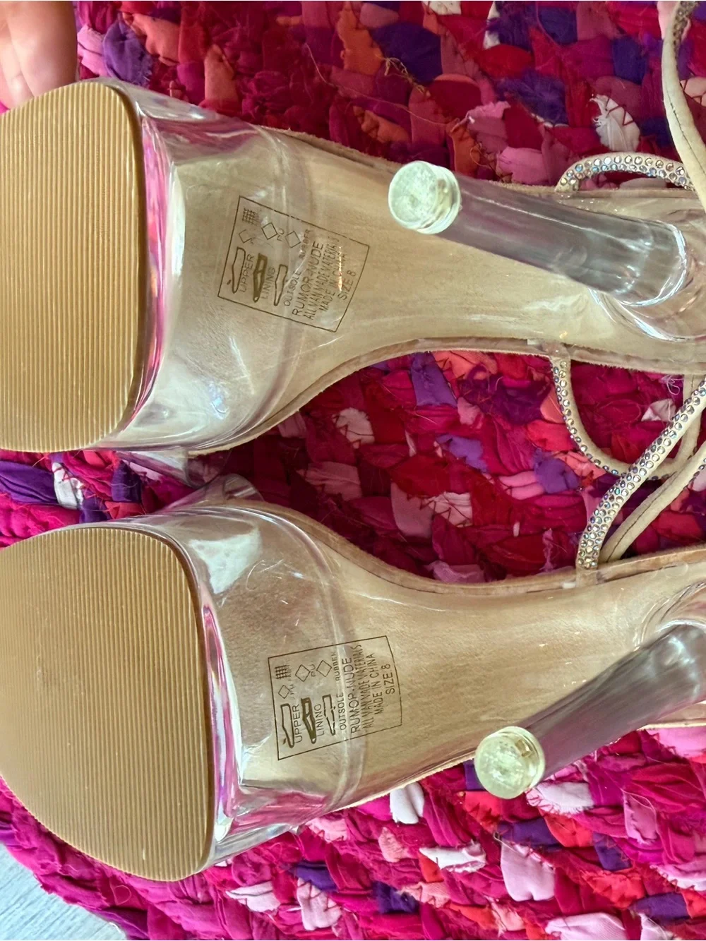 Clear Lace-Up Platform Heels in Nude NWOB